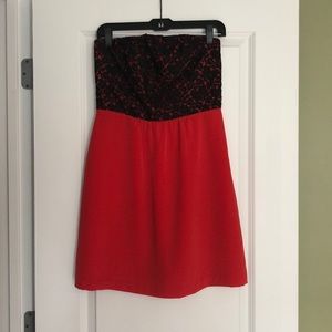 The Limited Red and Black Lace Dress